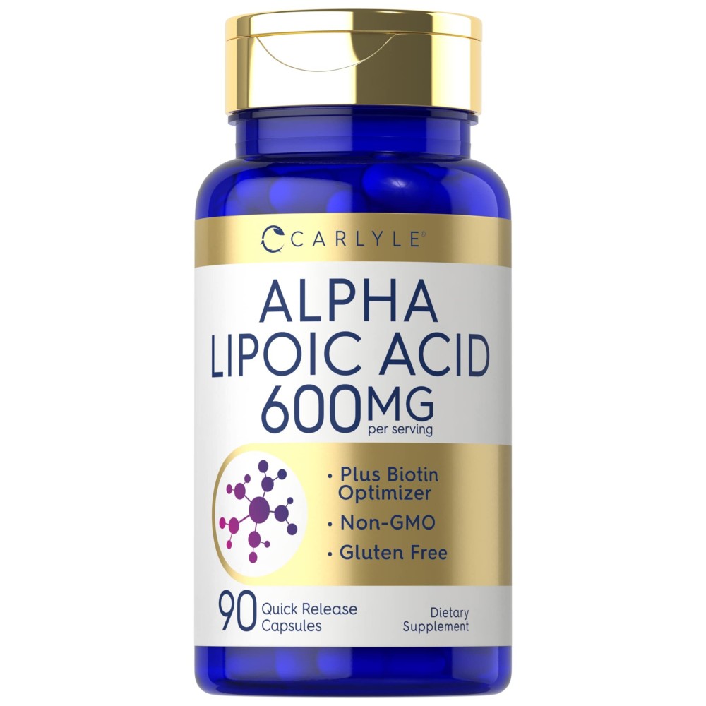 Carlyle Alpha Lipoic Acid 600mg | Plus Biotin Optimizer | 90 Capsules | Non-GMO & Gluten Free Supplement