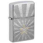 Zippo Star Design Brushed Chrome Pocket Lighter