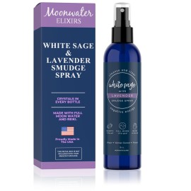 White Sage Smudge Spray for Spiritual Cleansing & Aura Protection, Sage & Lavender Smudging - Cleansing Negative Energy & Protection, Clear Quartz Reiki Energized Aromatherapy Room Mist - 8oz