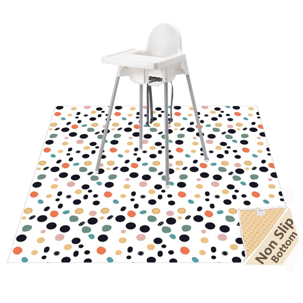 Splat Mat for Under High Chair/Arts/Crafts, Waterproof and Anti-Slip Splash Mat Floor Protector, Washable Highchair Floor Mat, 51 Inch Reusable Messy Mat and Baby Feeding Table Cloth