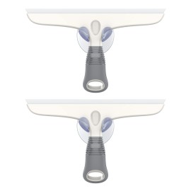 MR.SIGA Multi-Purpose Silicon Squeegee for Window, Glass, Shower Door, Car Windshield, Heavy Duty Window Scrubber, Includes Suction Hook, 10 inch, White & Gray, 2 Pack