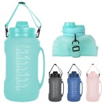 Collapsible Water Bottles, 2L/64OZ travel water bottle Bottle with Straw, Half Gallon Large Water Bottle for Travel Outdoor Sports Runing Fitness Yoga (Upgraded Snow Cyan)