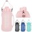 Collapsible Water Bottles, 2L/64OZ travel water bottle Bottle with Straw, Half Gallon Large Water Bottle for Travel Outdoor Sports Runing Fitness Yoga (Upgraded pink)