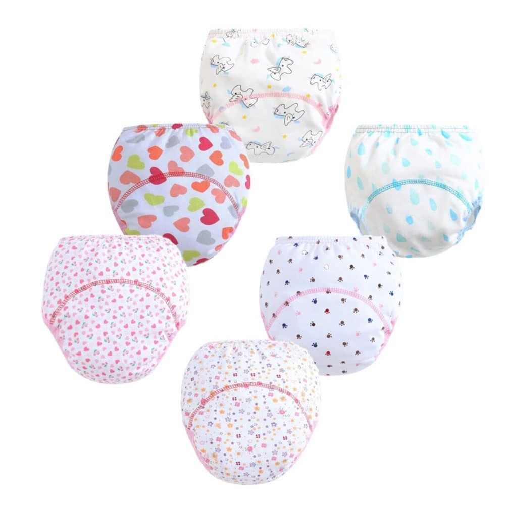 FedMois Baby Potty Training Pants Boys Girls Training Underwear Reusable (6 Pack), Flowers, 3-4 Years