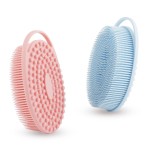 Soft Silicone Body Scrubber 2 PCS Silicone Body Shower, Silicone Loofah 2 in 1 Bath and Shampoo Brush, Body Scrubber Shower Cleaning Exfoliating Use for Sensitive Skin, Lather Well(Pink and Blue)