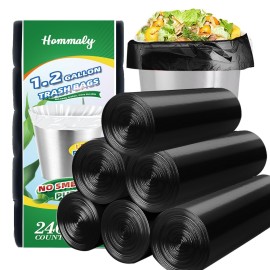 Hommaly 1.2 Gallon 240 pcs Small Black Trash Bags, Strong Garbage Bags, Bathroom Trash Can Bin Liners Unscented, Mini Plastic Bags for Office, Waste Basket Liner, Fit 4.5,5,6 Liters, 0.5,0.8,1,1.2 Gal