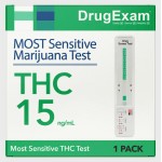 1 Pack - DrugExam Made in USA Most Sensitive Marijuana THC 15 ng/mL Single Panel Drug Test Kit - Marijuana Drug Test with 15 ng/mL Cutoff Level for Detecting Any Form of THC (1)