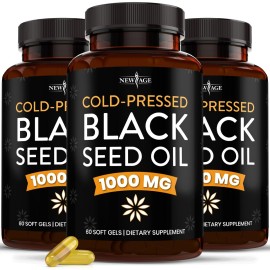 NEW AGE Black Seed Oil Softgel Capsules - Premium Cold-Pressed Nigella Sativa Producing Pure Black Cumin Seed Oil - Non-GMO & Vegetarian 90 Count (Pack of 3)