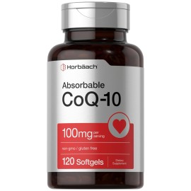 Horbach CoQ10 100mg Softgels | 120 Count | Non-GMO and Gluten Free Supplement