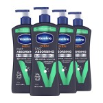 Vaseline Men Fast Absorbing 3-in-1 Face, Hands & Body Lotion for Men, 4 pack For Dry Skin,Absorbs in Just 15 Seconds for Moisturized Skin 20.3 Oz