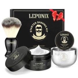 Mens Shaving Kit, The Ultimate Secret Santa Gift Set - Include Shaving Soap, Brush, Cream & Bowl - Premium Aftershave Christmas Gift Set for Him, Husband, Boyfriend - Ideal Grooming Essentials