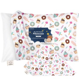 KeaBabies Toddler Pillowcase 13x18 - Organic Cotton Toddler Pillowcase for Kids, Boys, Girls, Soft & Durable Cotton Cover for Miniature Sleepy Pillows,Cute Colors,Pillow Sold Separately(Sweet Tooth)