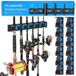 PLUSINNO Fishing Gifts for Men - V6 Vertical Fishing Rod/Pole Holders, Support Extra Large & Heavy Fishing Rod Combos, Fishing Rod Holders for Garage, Wall Mounted Fishing Rod Rack Storage