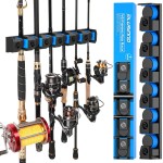 PLUSINNO Fishing Rod Holders - V6 Vertical Support for Extra Large & Heavy Fishing Rod Combos, Garage & Wall Mounted Rack Storage