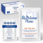 RainbowPana Flushable Wipes, 40 Count, ON-THE-GO Individually Wrapped - Butt Wipes for Women and Men, Travel Wipes for Family - Infused with Vitamin E and Natural Aloe, pH Balanced