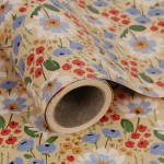 Aimyoo Watercolor Floral Kraft Wrapping Paper Roll, All Occasion Vintage Flower Gift Wrap for Wedding Birthday Bridal Shower, 17 inch x 10 ft