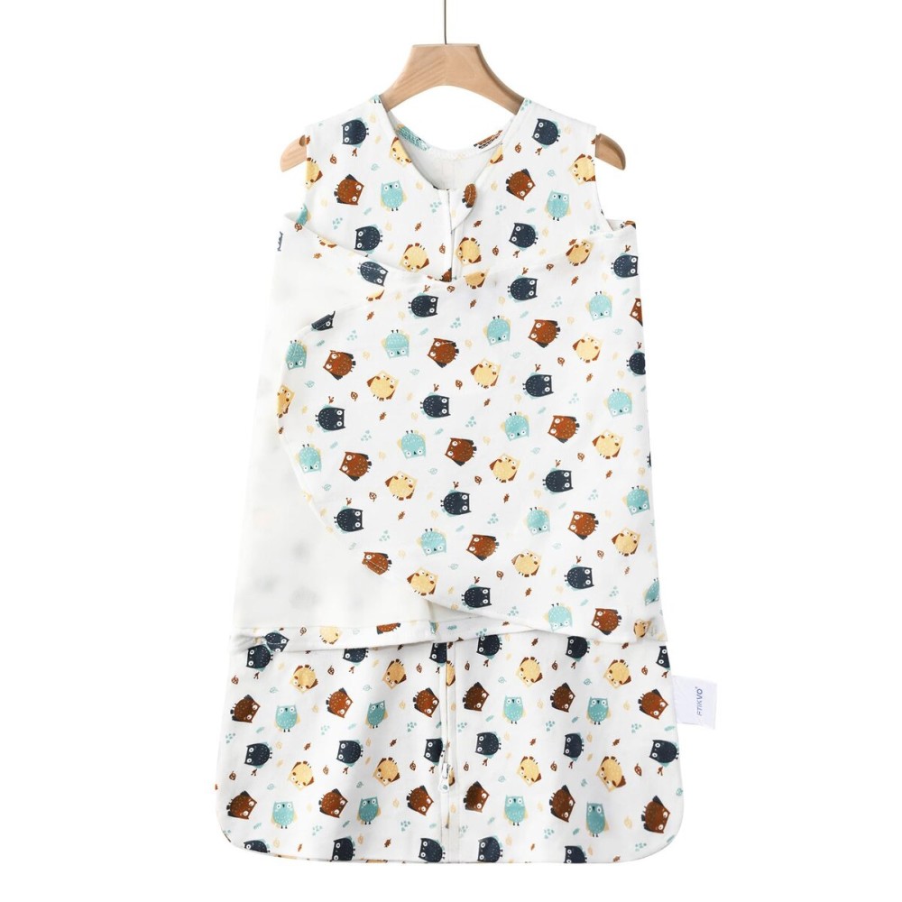 Ftikvo Swaddle-Blanket Baby Girl & Boy Swaddles Newborn Infant Transition 100% Cotton Wrap Blankets, 3-Way Adjustable Wearable Blanket, TOG 1.0 (Owl 0-3 Month)