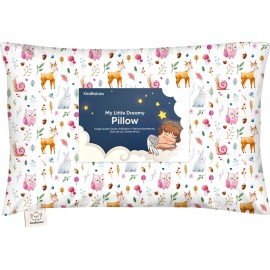 Toddler Pillow with Pillowcase - 13x18 My Little Dreamy Kids Travel Bed Pillows for Sleeping, Organic Cotton Small Pillowcase, Soft & Breathable, Machine Washable, Toddlers 2-5 years old (Forestland)