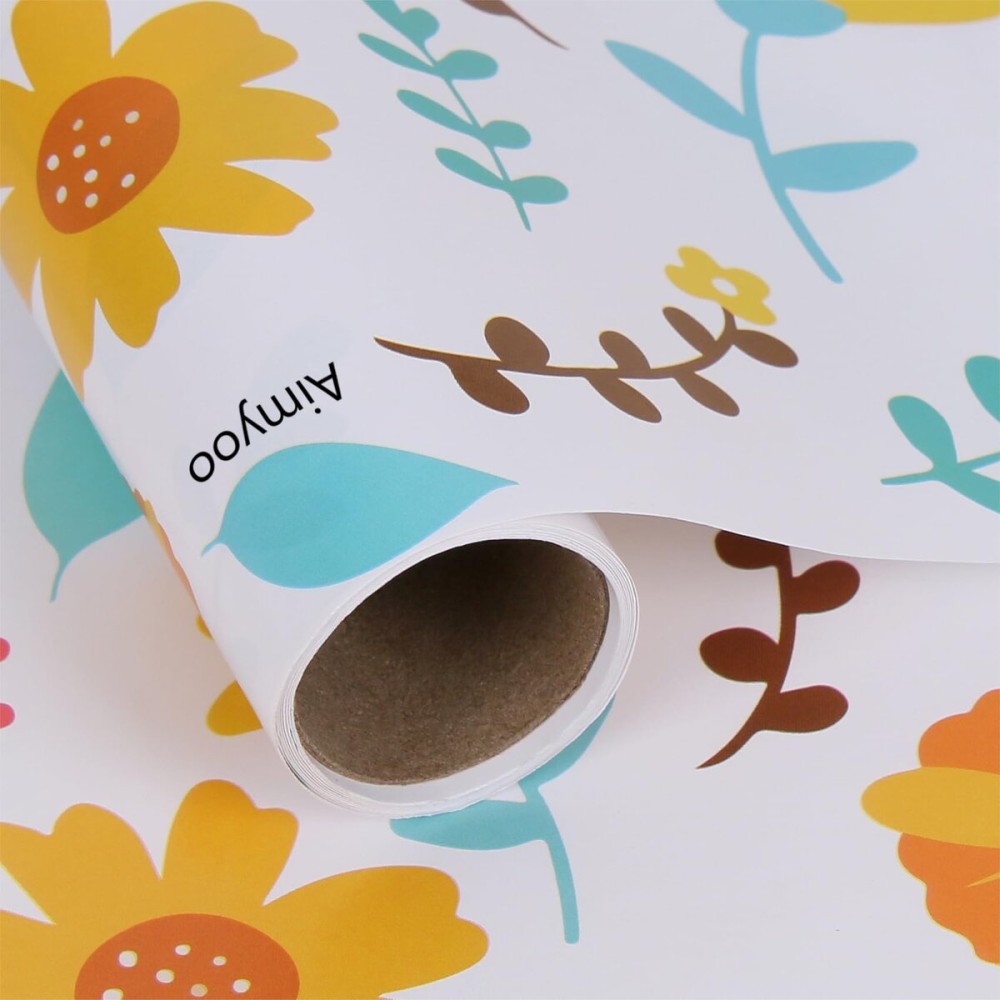 Aimyoo Floral Packing Paper Wrapping Paper Roll 17 in x 10 ft, Blue Red Flower Gift Wrap for Wedding Bridal Shower Birthday