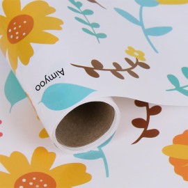 Aimyoo Floral Packing Paper Wrapping Paper Roll 17 in x 10 ft, Blue Red Flower Gift Wrap for Wedding Bridal Shower Birthday