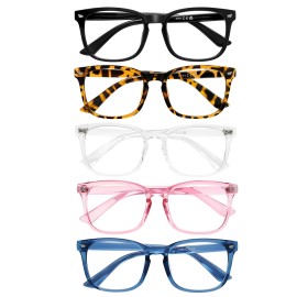 AIMISUV 5 Pack Reading Glasses for Women Men, Blue Light Blocking Computer Readers UV Glare(Multicolor, 0.75x)