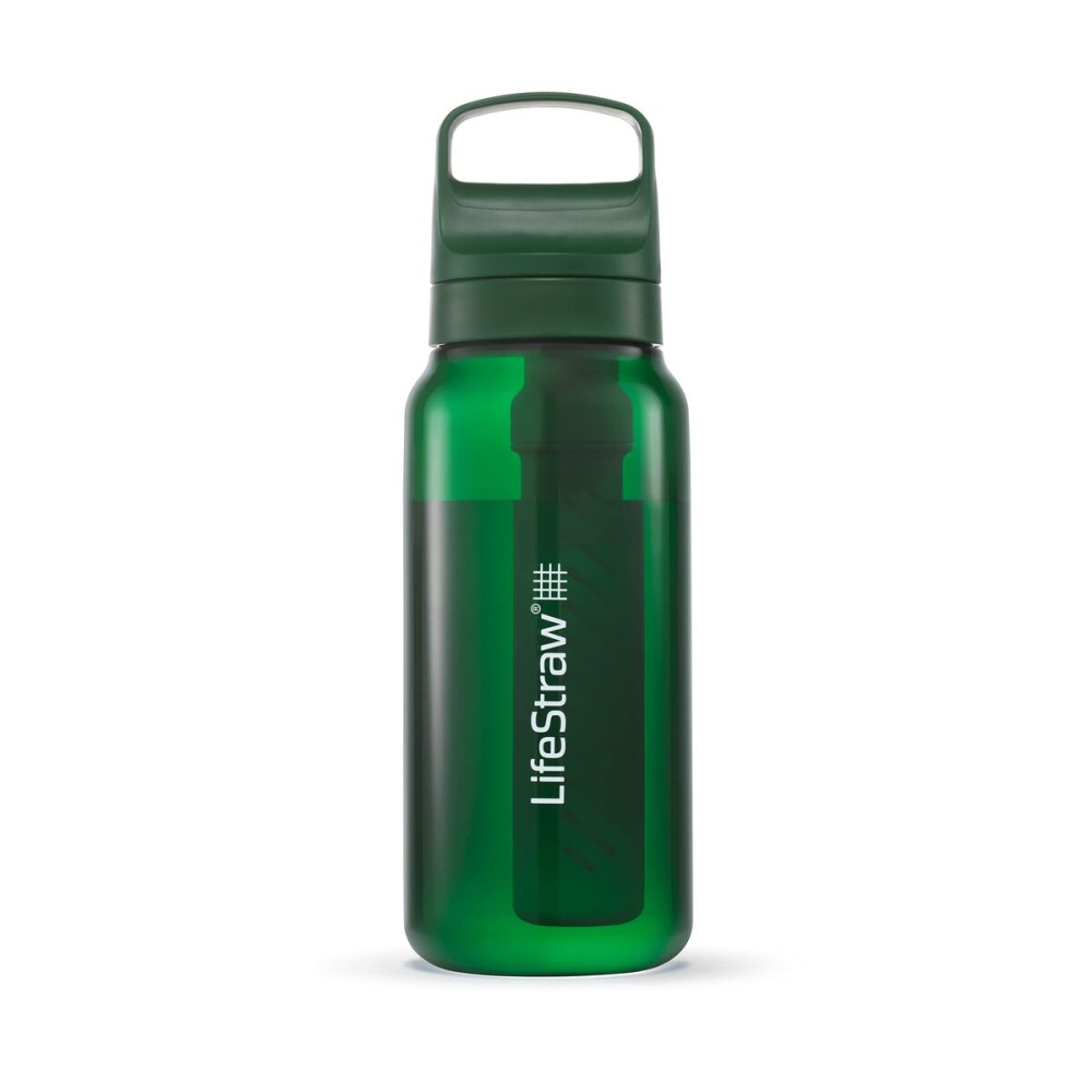 LifeStraw Go Series - BPA-Free Water Filter Bottle for Travel and Everyday use removes Bacteria, parasites and microplastics, Improves Taste, 1L Terrace Green