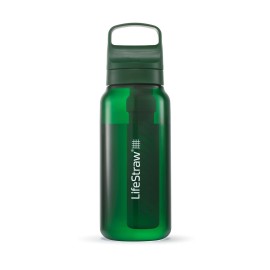 LifeStraw Go Series - BPA-Free Water Filter Bottle for Travel and Everyday use removes Bacteria, parasites and microplastics, Improves Taste, 1L Terrace Green