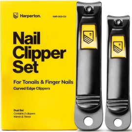 Nail Clippers for Thick Nails - 2 Pack Heavy Duty Toenail & Fingernail Clippers for Men Precision Stainless Steel Cutter Set with Travel Case (Black)