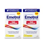 Emetrol Non-Drowsy Nausea Relief - Chewable Medicine for Upset Stomach - Pharmacist Recommended Nausea Relief - Lemon Flavor, 84 Tablets