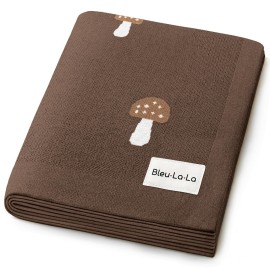 Bleu La La Knit Baby Blanket for Girls and Boys 100% Cotton Buttery Soft Cozy Receiving Swaddle Crib Stroller Blanket for Shower Gift Registry for Newborns, Infants, Toddlers (Mushroom - Mocha)
