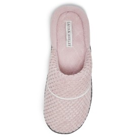 Laura Ashley Women\'s Spa Slip-On Rugged Scuff Slipper, Non-Slip House Slippers with Cushioned Insole for Ladies, Vintage Pink, X-Large