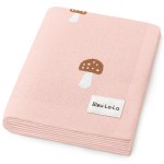 Bleu La La Swaddle Blanket for Girls 100% Cotton Buttery Soft Cozy Receiving Swaddle Crib Stroller Blanket for Shower Gift Registry for Newborns, Infants, Toddlers (Mushroom - Pink)