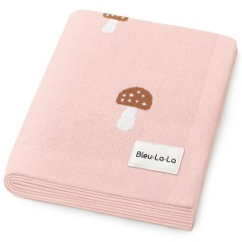 Bleu La La Swaddle Blanket for Girls 100% Cotton Buttery Soft Cozy Receiving Swaddle Crib Stroller Blanket for Shower Gift Registry for Newborns, Infants, Toddlers (Mushroom - Pink)