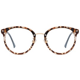 SOJOS Retro Round TR90 Blue Light Reading Glasses Womens Mens Readers Computer Glasses Eyewear Frame SJ9001, Bright Leopard Frame 1.75 x