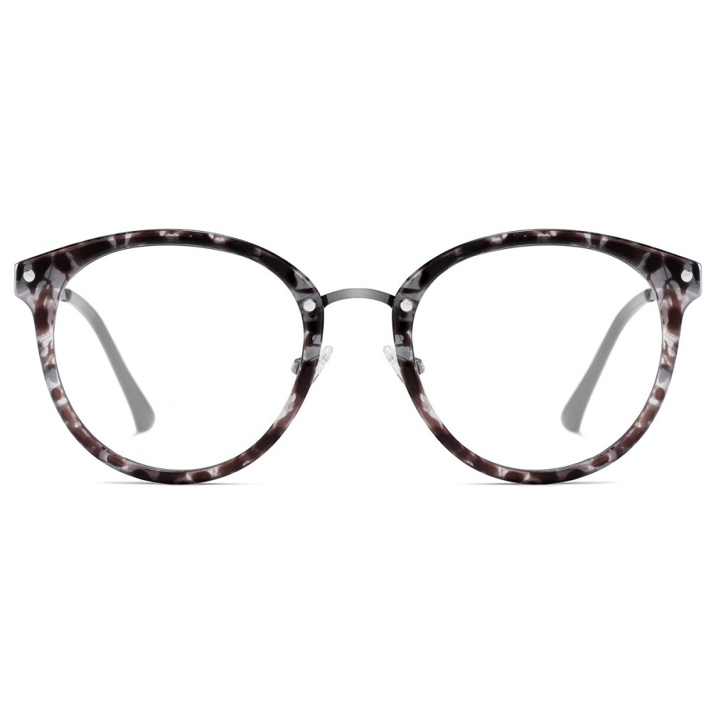 SOJOS Retro Round TR90 Blue Light Reading Glasses Womens Mens Readers Computer Glasses Eyewear Frame SJ9001, Grey Tortoise Frame 1.00 x