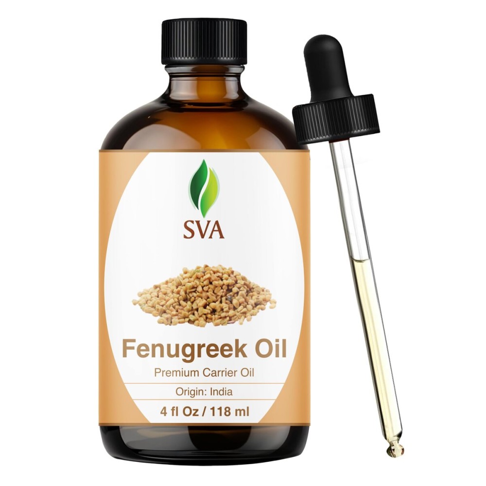 SVA Fenugreek Oil 4oz (118ml) Premium Carrier Oil with Dropper for Hair Care, Hair Oiling, Scalp Massage & Skin Care