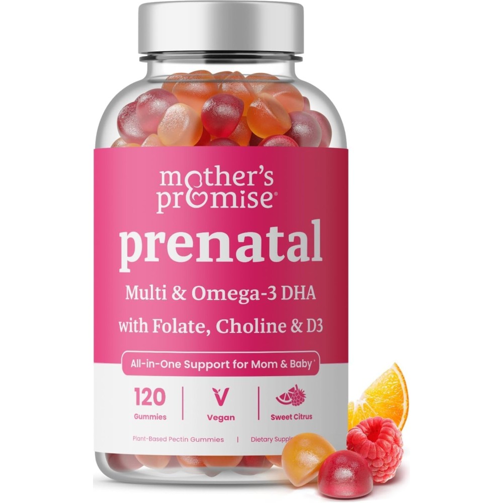 Prenatal Vitamin Gummies with DHA | Vegan Prenatal Vitamins for Women with Omega 3, Methylfolate, Choline & D3, Pregnancy Vitamins for Fetal Development | Gummy Multivitamin Supplement, 120 Count