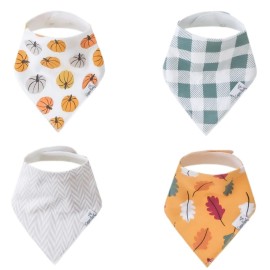 Copper Pearl 4 Pack Soft Cotton Baby Bibs for Drooling and Teething, Absorbent Drool Bibs for Baby Girl and Boy, Adjustable to Fit Newborns to Toddlers, Tons of Styles (Karver)