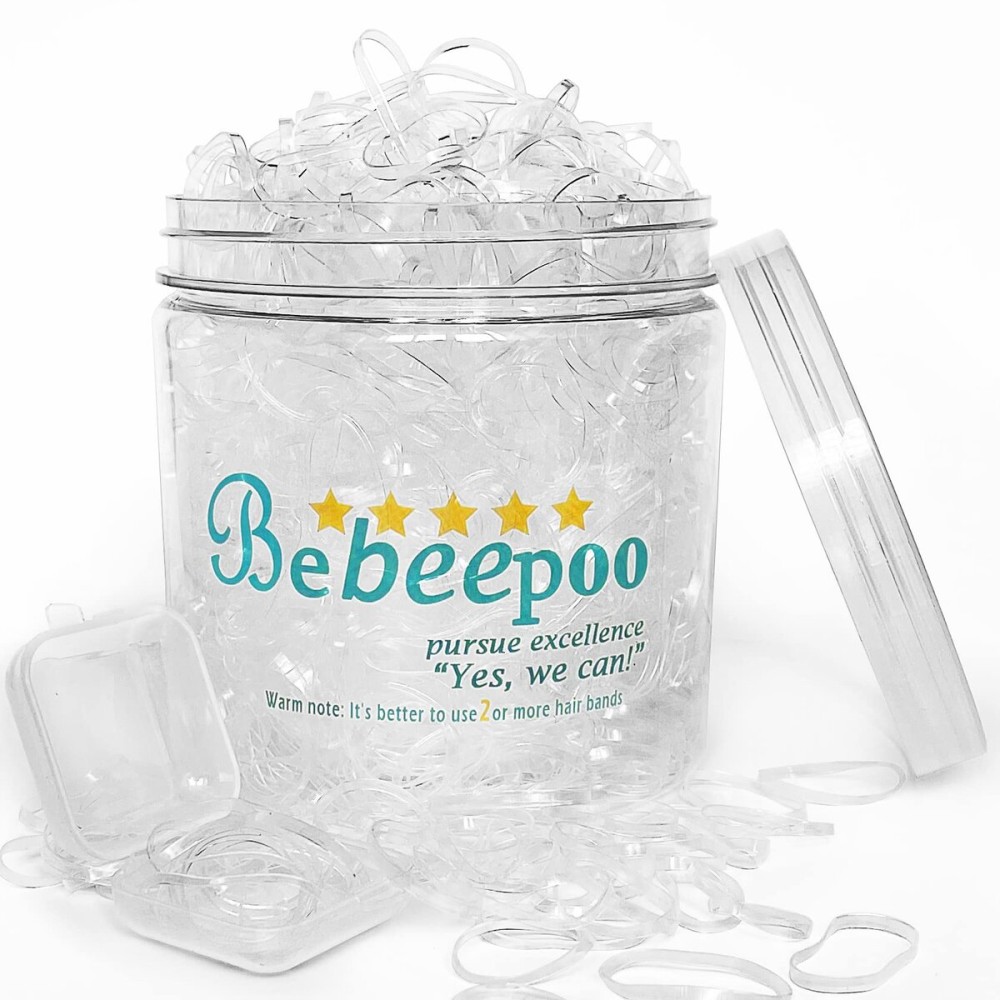 Clear Hair Elastics, BEBEEPOO 2000pcs Mini Rubber Bands for Hair, Clear Mini Elastic Hair Ties with Small Box, Soft Small Hair Tties for Girls Kids Women