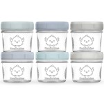 KeaBabies 6pk 4oz Glass Baby Food Containers with Lids - Leak-Proof, Microwavable Small Glass Jars, Baby Purees & Toddler Snack Storage Containers, BPA-Free, Dishwasher & Freezer Safe(Slate)