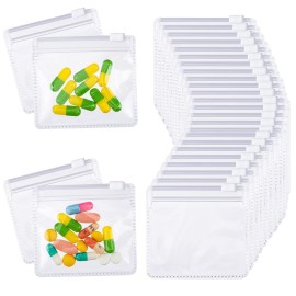 Nuanchu 200 Pieces Pill Pouches Bags Set Reusable Zippered Pill Baggies Clear Plastic Self Sealing Travel Medicine Organizer Storage with Slide Lock for Medicine and Small Items