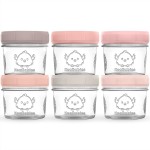 KeaBabies 6pk 4oz Glass Baby Food Containers with Lids - Leak-Proof, Microwavable Small Glass Jars, Baby Purees & Toddler Snack Storage Containers, BPA-Free, Dishwasher & Freezer Safe (Roseate)