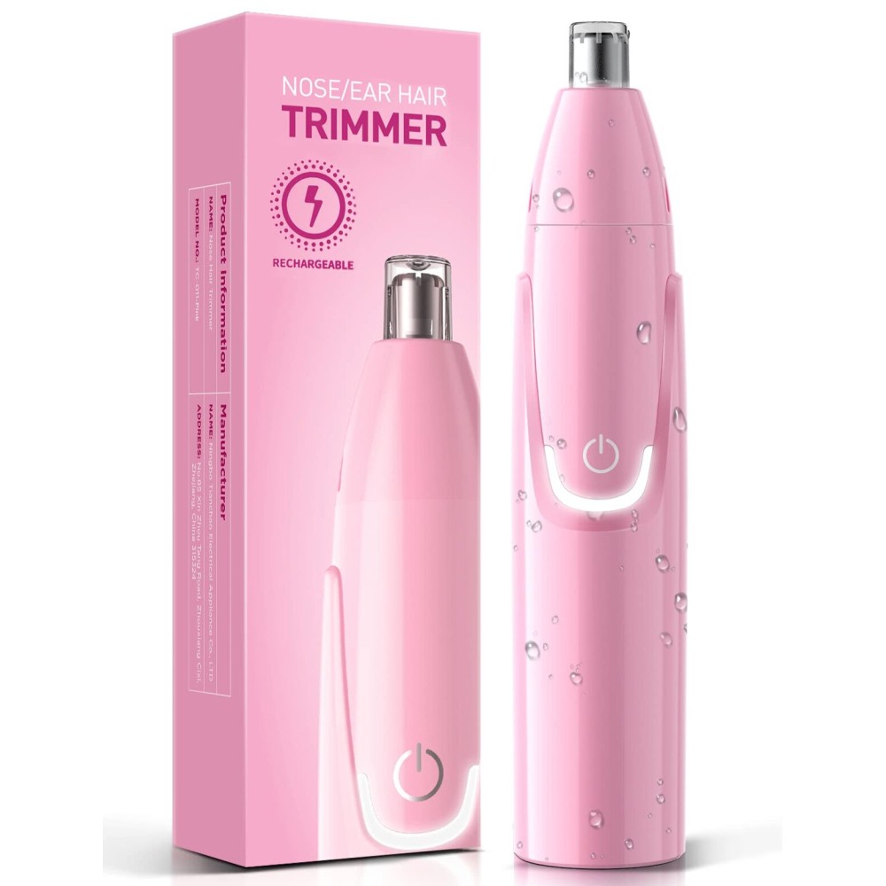 ZORAMI Rechargeable Ear and Nose Hair Trimmer - 2025 Professional Painless Eyebrow & Facial Hair Trimmer for Men Women, Powerful Motor and Dual-Edge Blades for Smoother Cutting Pink
