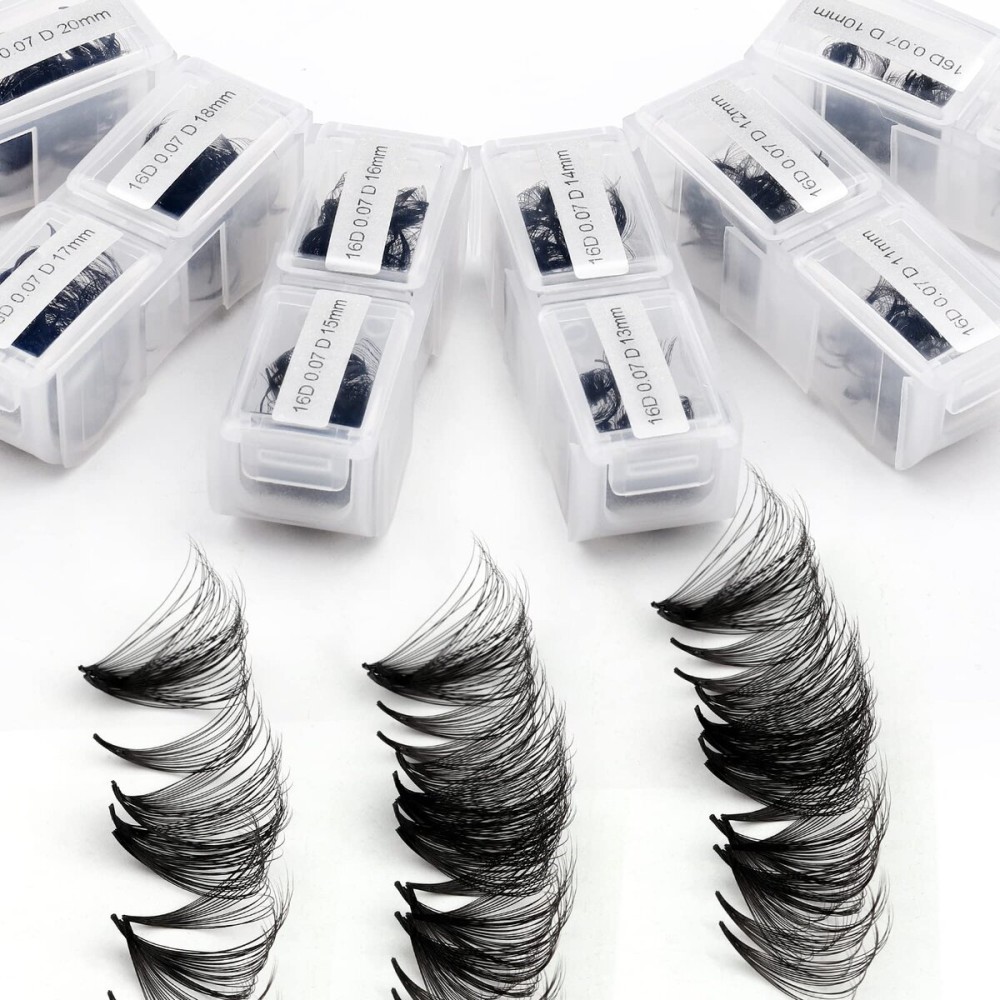 WENDY LASHES Eyelashes 1200PCS False, Premade Fans 16D Volume, Loose Promade D Curl, Mixed 9-20mm, Silk Material, Natural, Individual, 1.0582 Ounce