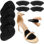 Riootlnm Metatarsal Pads, Ball of Foot Cushions, Heel Pads Inserts for Too Big Shoe, Reduce Foot Pain, No Slip Heel Grips Liners Pads for Loose Shoe, Blisters (Black)