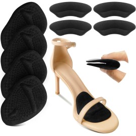 Riootlnm Metatarsal Pads, Ball of Foot Cushions, Heel Pads Inserts for Too Big Shoe, Reduce Foot Pain, No Slip Heel Grips Liners Pads for Loose Shoe, Blisters (Black)