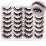 Losha Eyelashes Natural Look Faux Mink Lashes Pack Handmade Wispy False Eyelashes 14 Pairs Eye Lashes (F64)
