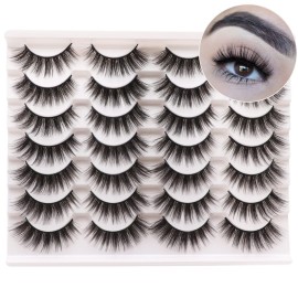 Losha Eyelashes Natural Look Faux Mink Lashes Pack Handmade Wispy False Eyelashes 14 Pairs Eye Lashes (F64)