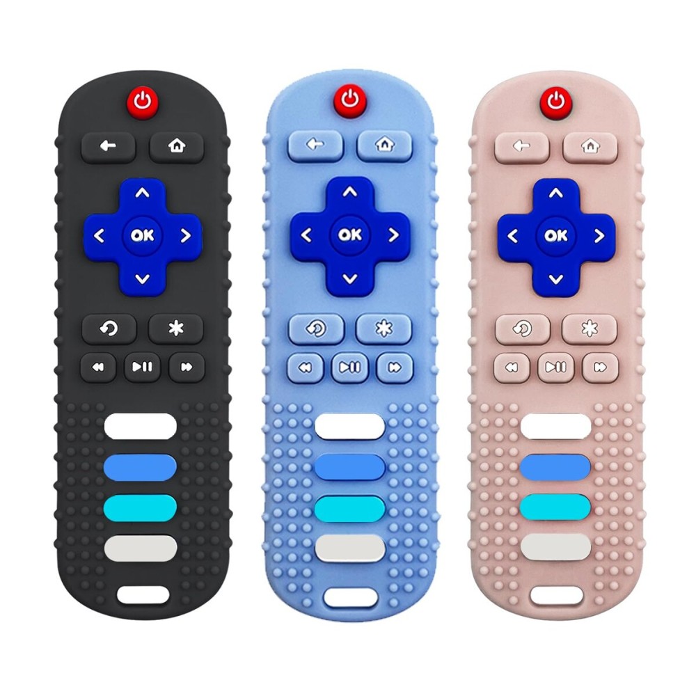ERSIHUA 3Pcs Silicone Teething Toys, Remote Control Shape Teethers for Babies Remote Teething Toys, Silicone TV Remote Teether BPA Free/Dishwasher/Refrigerator Safe