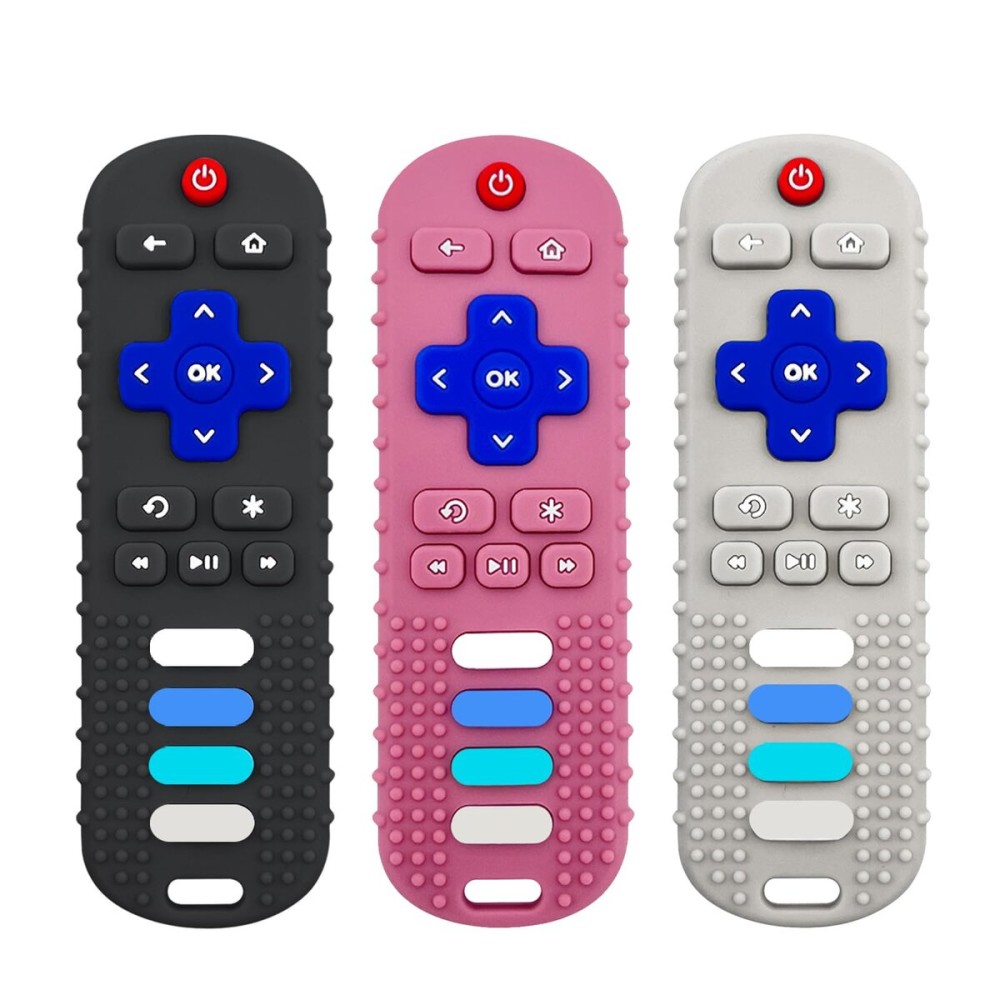 ERSIHUA 3Pcs Silicone Teething Toys, Remote Control Shape Teethers for Babies Remote Teething Toys, Silicone TV Remote Teether BPA Free/Dishwasher/Refrigerator Safe